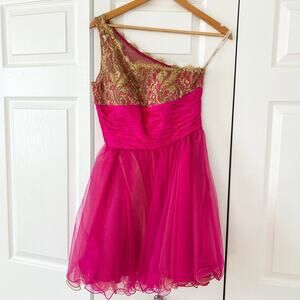 open lace back dress Sherri Hill hot fix corset gown with 3D flower 56764